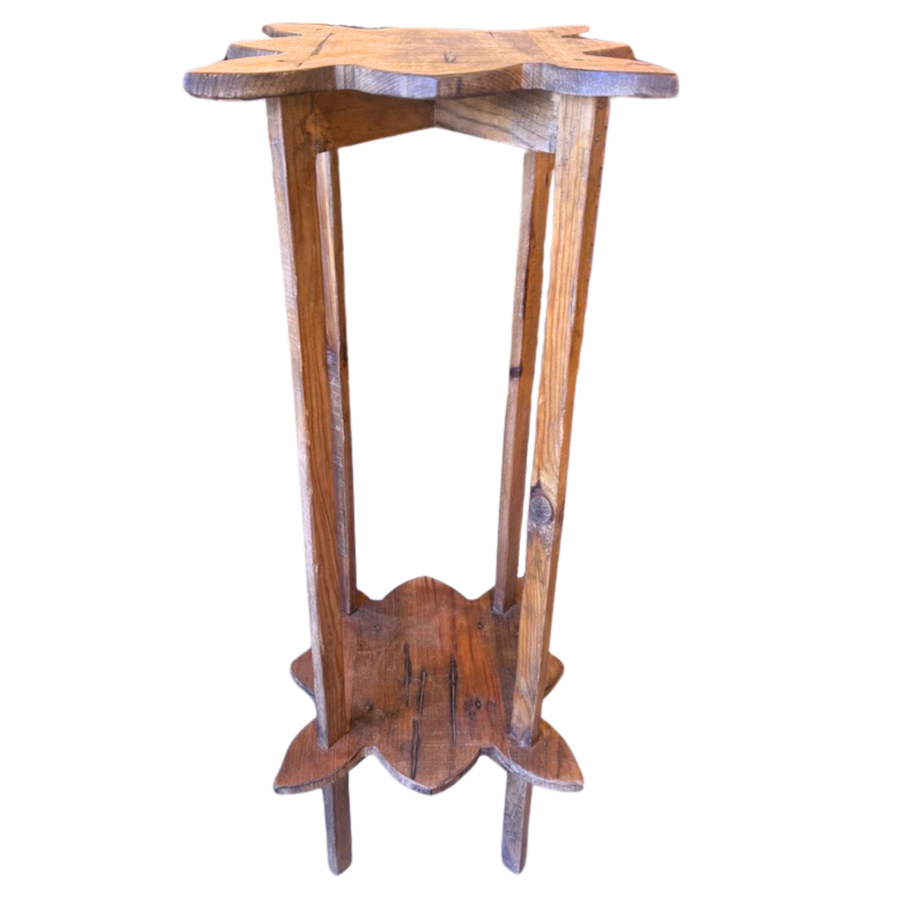 Aged Oak Clover Pedestal Table