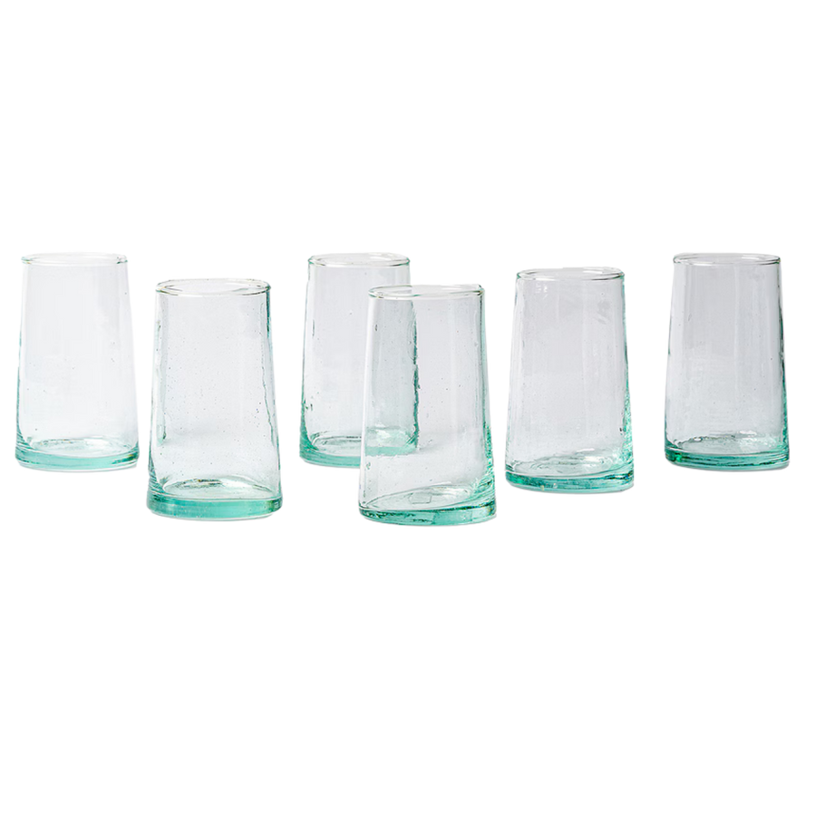 Set of 6 Large Moroccan Cone Glasses - Clear