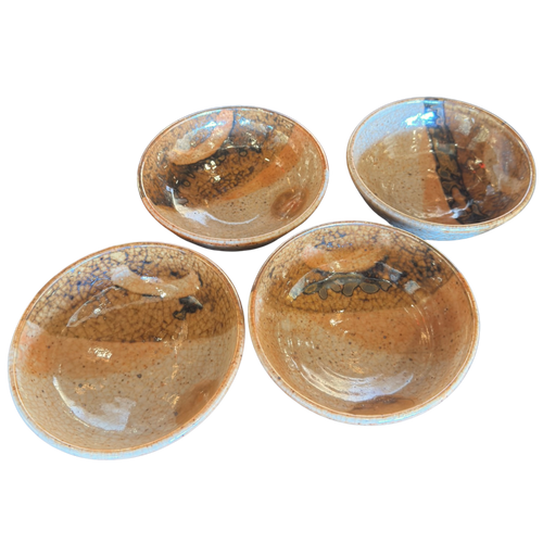 Set of Four Speckled Brown Studio Bowls