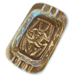 Brown Glazed Ceramic Ashtray with Sculpted Relief