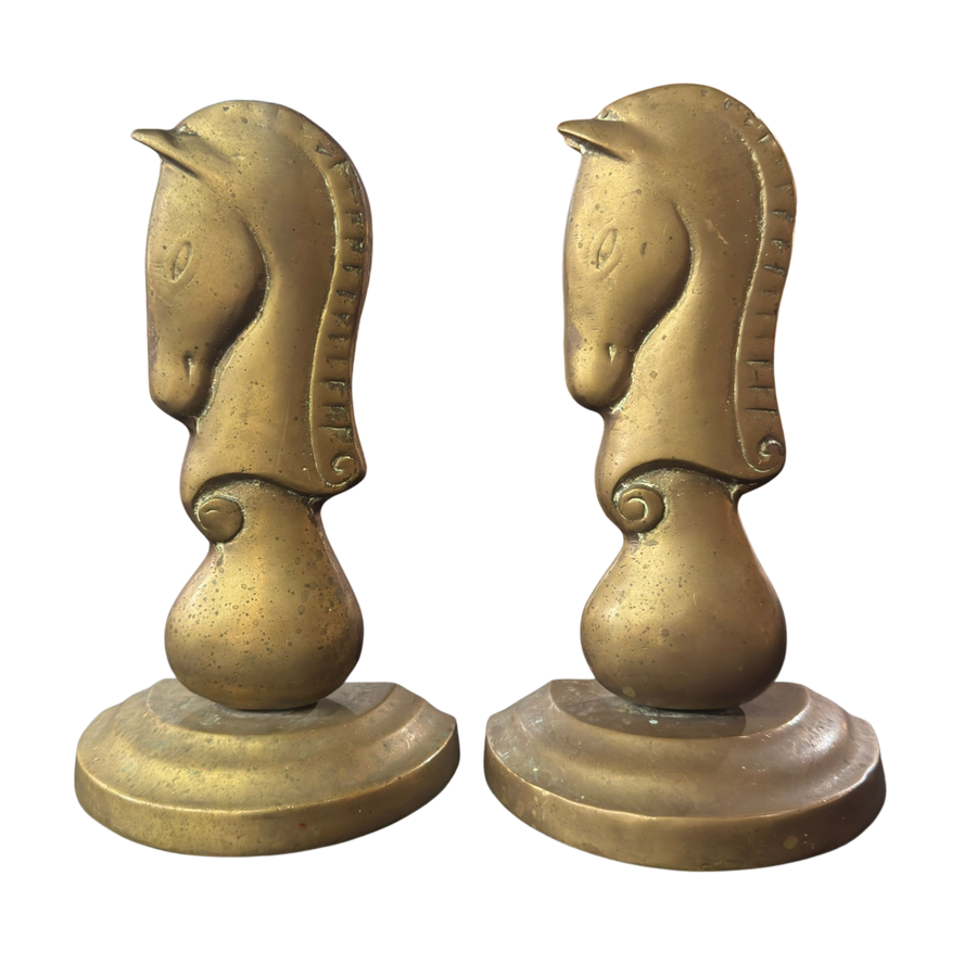Pair of Brass Stallion Bookends