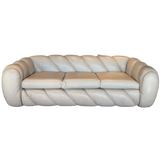 Rare 'Candy' Sofa by Vivai Del Sud, 1980s in Classic Tan Leather, Italy 1980’s