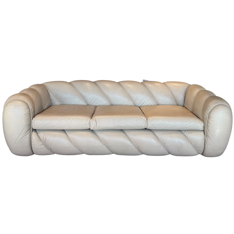 Rare 'Candy' Sofa by Vivai Del Sud, 1980s in Classic Tan Leather, Italy 1980’s