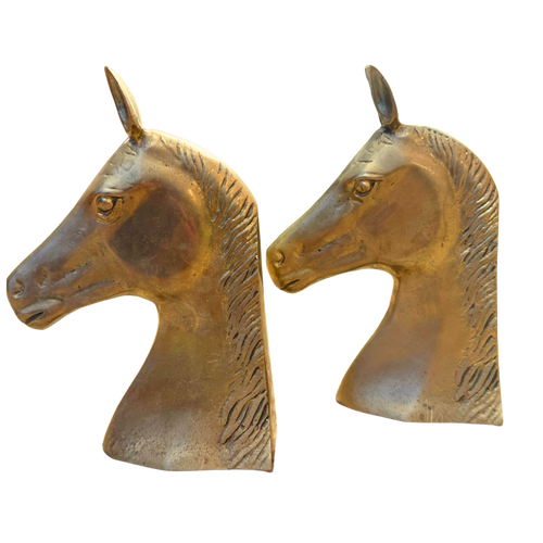 Pair of Brass Horse Head Bookends