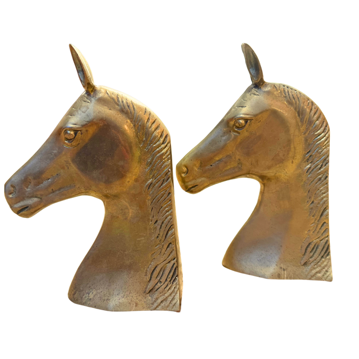 Pair of Brass Horse Head Bookends