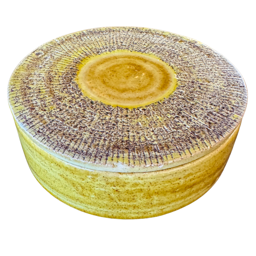 Golden Ochre Ceramic Lidded Jar