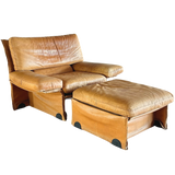 Leather Lounge + Ottoman by Titina Ammannati & Gianpiero Vitelli, 1970s
