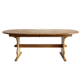 Vintage Swedish Oak Trestle Dining Table