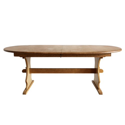 Vintage Swedish Oak Trestle Dining Table