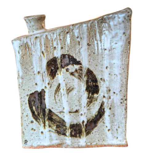 Rectangular Studio Ceramic Vase with Abstract Glaze