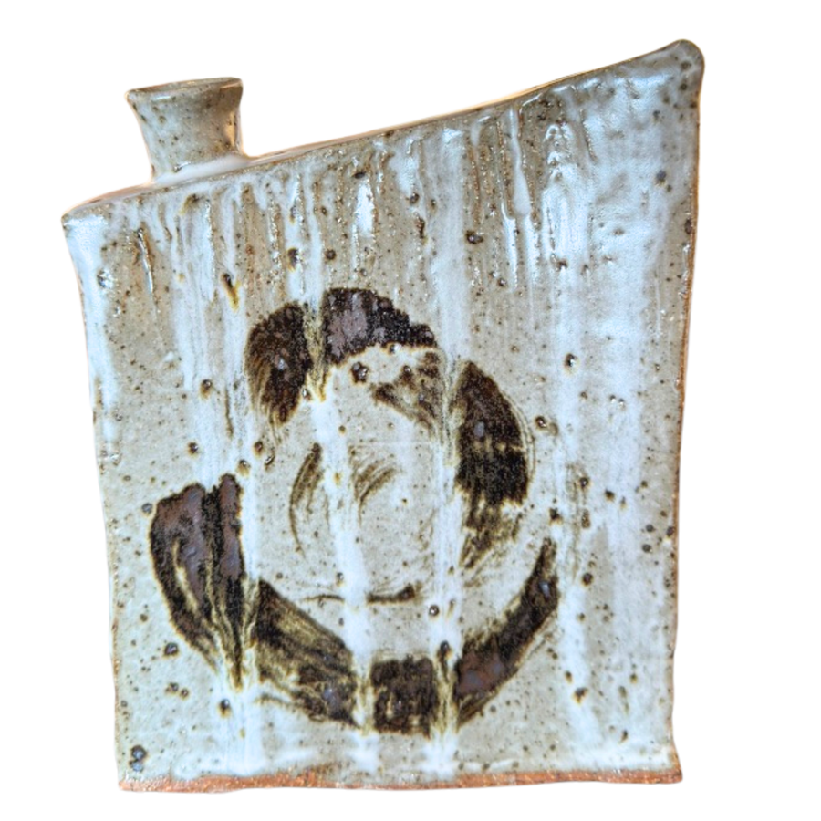 Rectangular Studio Ceramic Vase with Abstract Glaze