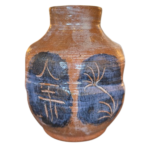 Brown and Indigo Studio Pottery Vase