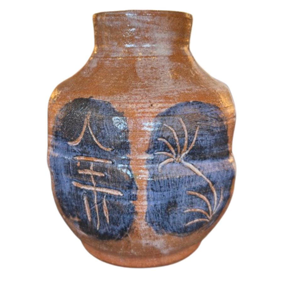 Brown and Indigo Studio Pottery Vase