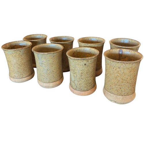 Set of Eight Textured Stoneware Tumblers