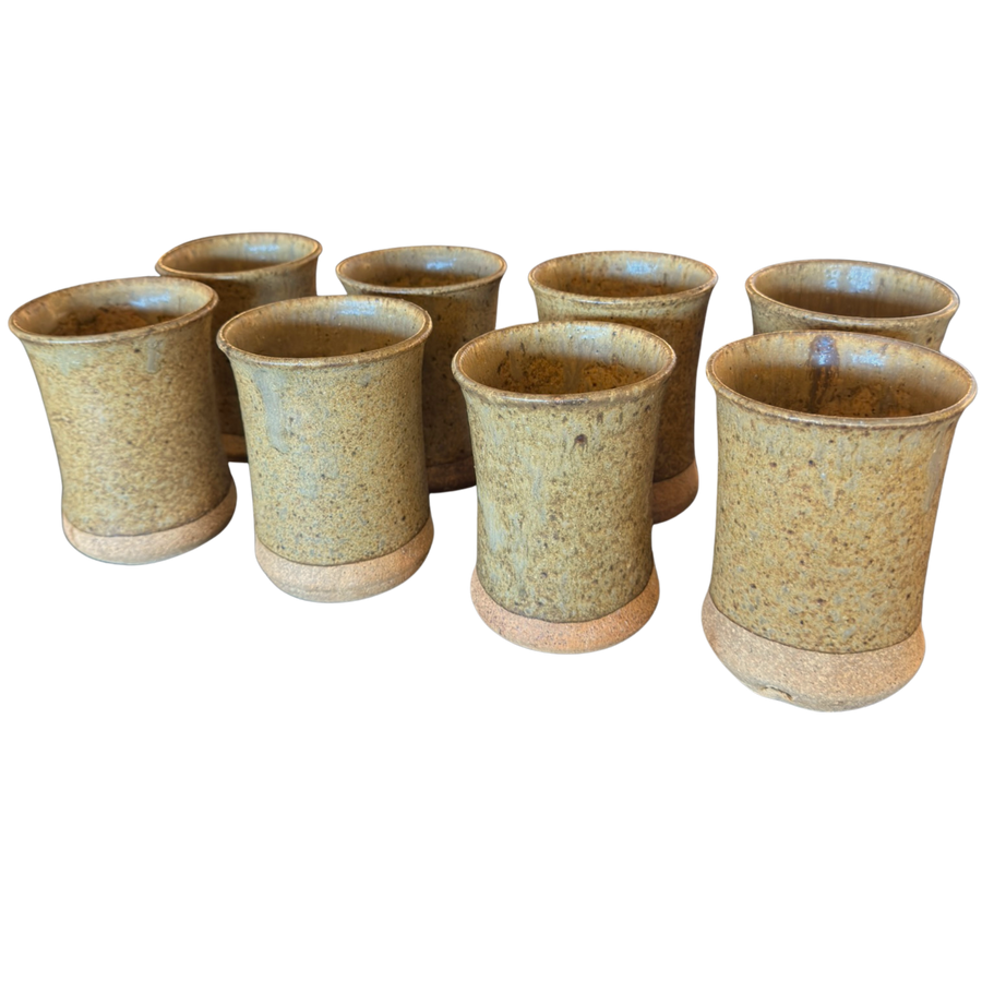 Set of Eight Textured Stoneware Tumblers
