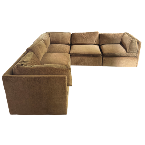 5 Piece Milo Baughman Sectional in Deep Ochre Chenille