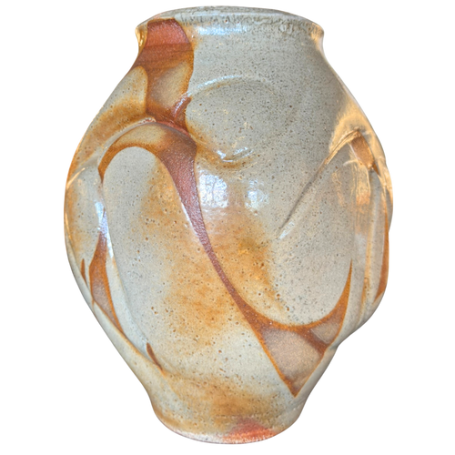 Large Sand and Rust Glaze Stoneware Vase