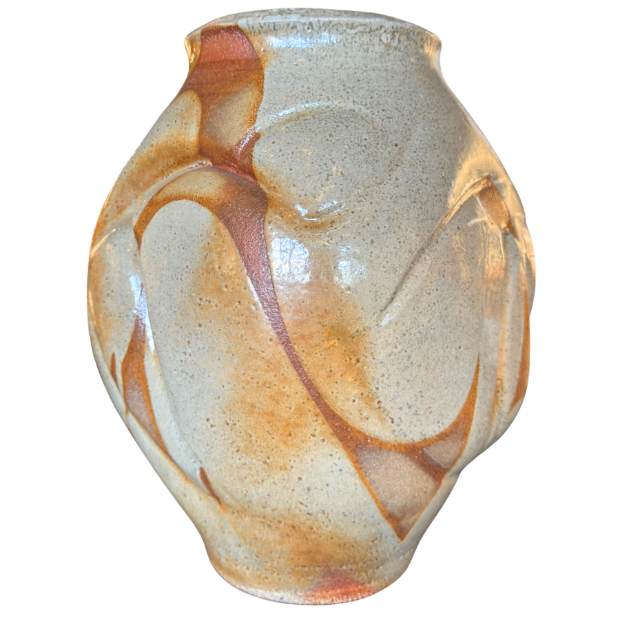 Large Sand and Rust Glaze Stoneware Vase