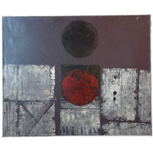 Vintage Purple and Red Abstract Art, 1960s