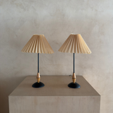 Wood Accented Pleated Shade Table Lamps