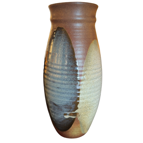 Multi Tone Stoneware Vase with Oval Glaze Bands