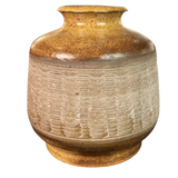 Tonal Ribbed Studio Pottery Vessel