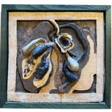 Vintage Ceramic Wall Art in Green Frame