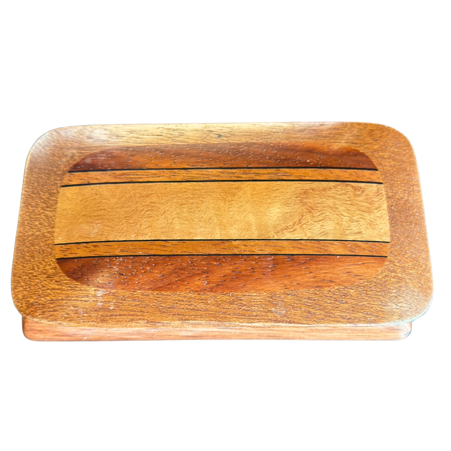 Striped Mixed Wood Inlay Trinket Box