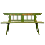 Rustic Apple Green Slat Back Bench