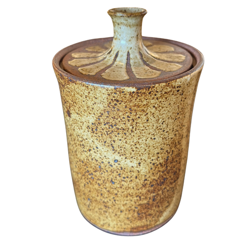 Studio Pottery Lidded Jar with Flared Neck