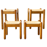 Pine and Woven Rush Seat Stool