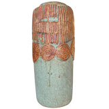 Seafoam and Terra Cotta Relief Studio Vase