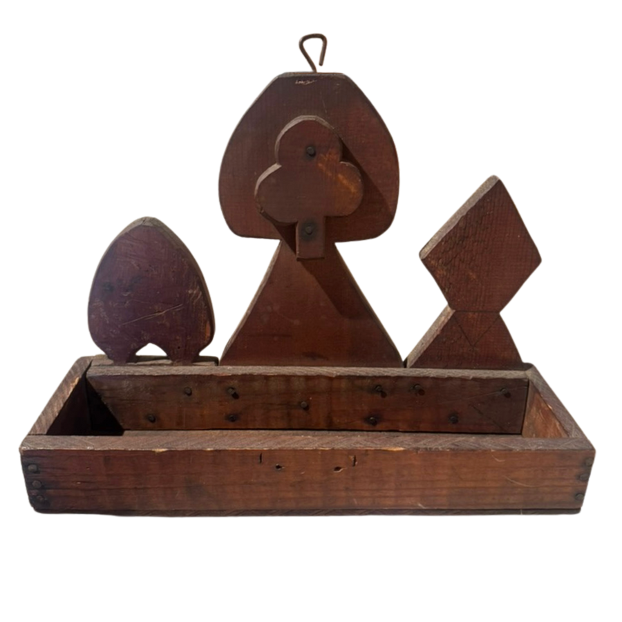 Wooden Playing Card Motif Wall Hanging with Shelf