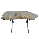 Vintage Orthoceras Limestone Iron Base End Table