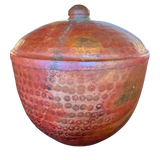 Medium Oxide Red Hammered Metal Lidded Jar