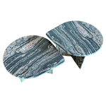 Vintage Pair of Pink and Charcoal Stone Coffee Tables