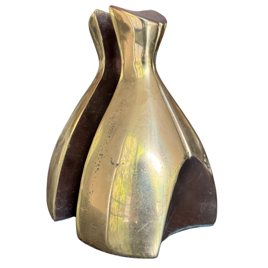 Pair of Faceted Brass Bookends