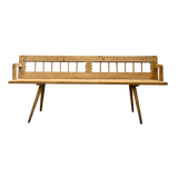 Antique Raw Pine Spindle Back Bench