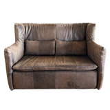 Vintage Chocolate Leather High Back De Sede Loveseat