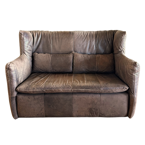 Chocolate Leather High Back Loveseat