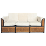 Vintage French Natural Wicker and Ebony Sofa