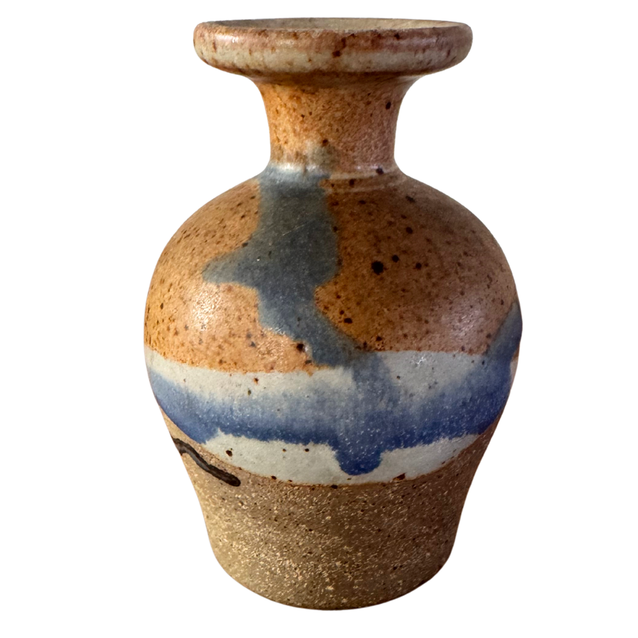 Studio Ceramic Vase in Blue Gradient Glaze