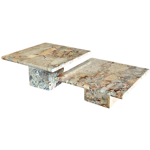 Pair of Italian Breccia Marble Nesting Tables