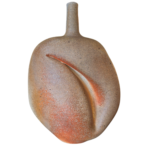 Textured Stoneware Sculptural Bottle Vessel