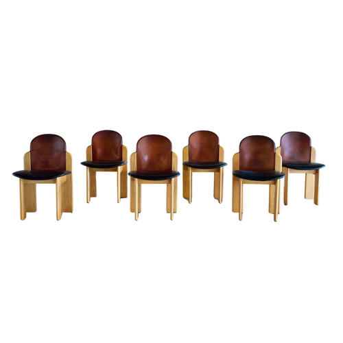 Set of 6 Two Tone Dining Chairs by Silvio Coppola for Fratelli Montina, 1970s