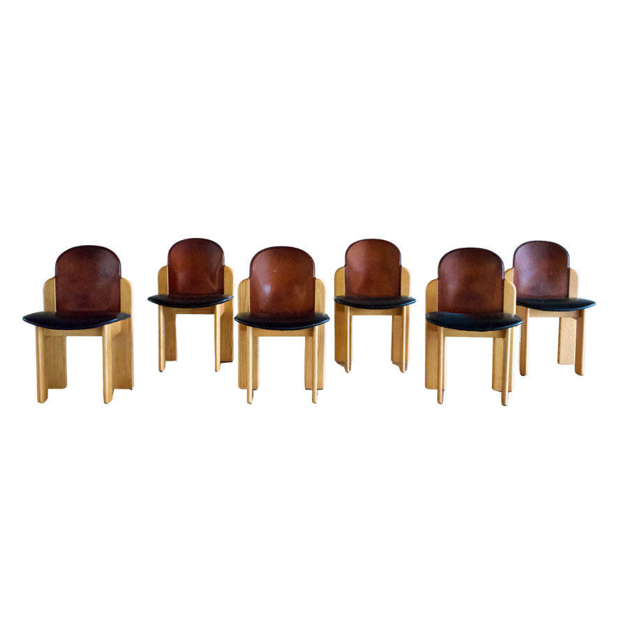 Set of 6 Two Tone Dining Chairs by Silvio Coppola for Fratelli Montina, 1970s
