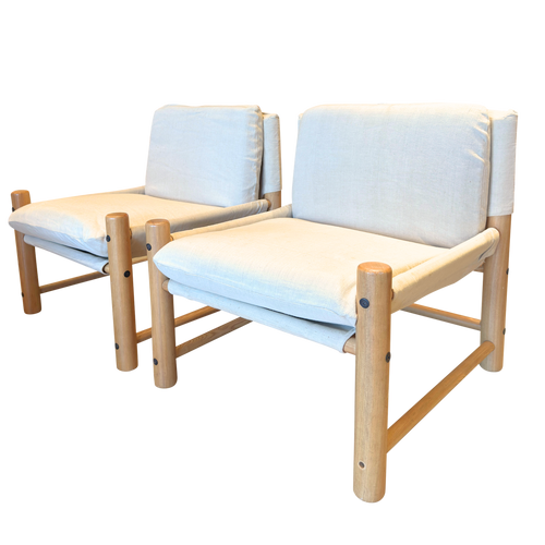 Pair of Canvas Oak Frame Safari Chairs, 1970s