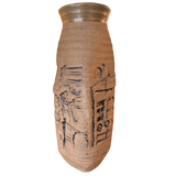 Tall Studio Ceramic Vase with Brutalist Motifs