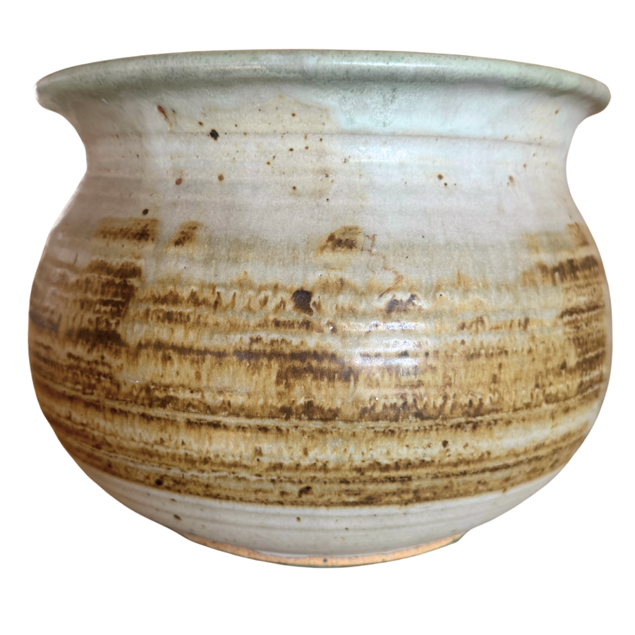 Glazed Oatmeal Stoneware Vessel