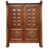 Hand Carved Oak Armoire by Charles Dudouyt, 1940s